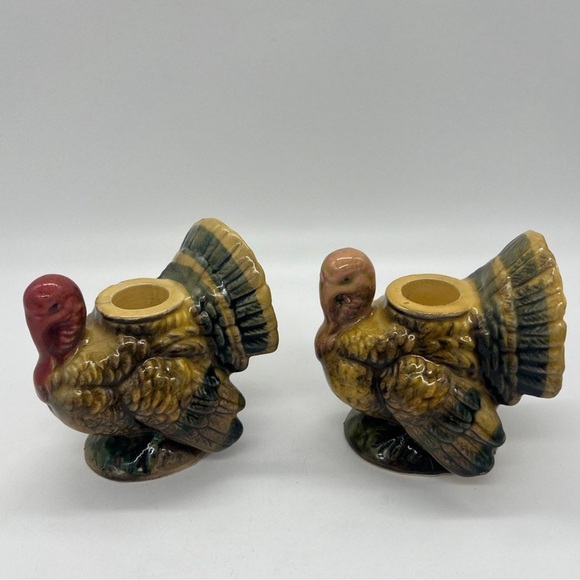 Vintage Napcoware Turkey Candle Holder Covered Dish Set Thanksgiving Table Decor - Picture 4 of 16